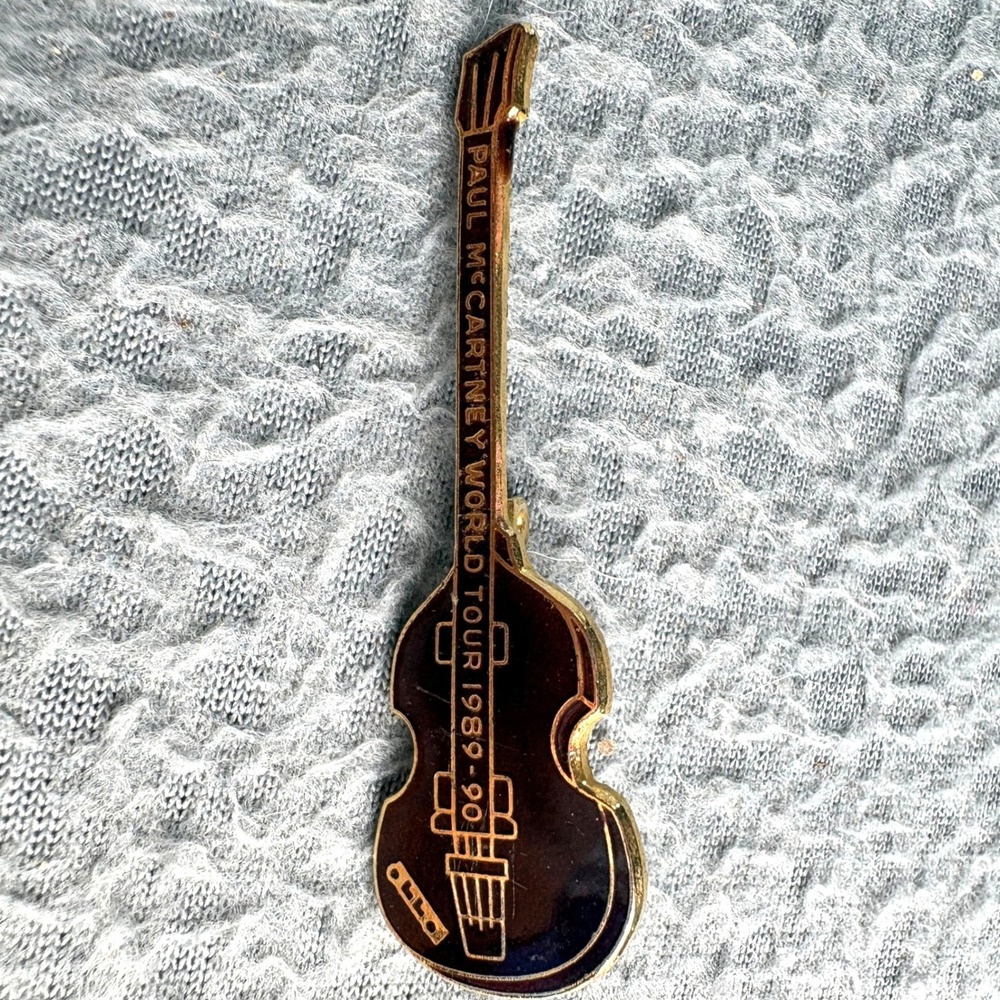 Paul McCartney World Tour 1989-90 Hofner Bass Guitar Enamel Pin Vintage Music